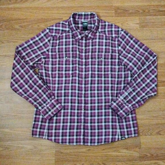 North Face Purple Plaid Pearl Snap button up Shirt Western size XL - Picture 12 of 15
